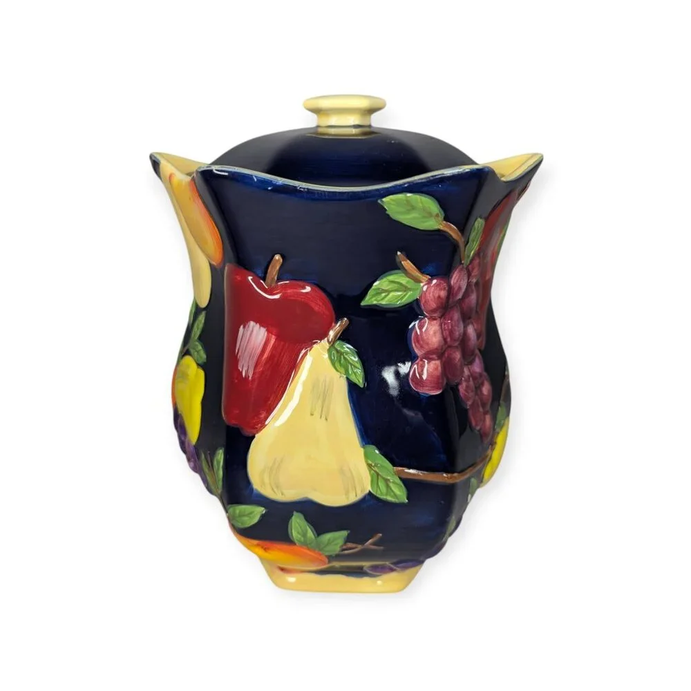 Nonni's Biscotti Hand Painted Ceramic Jar w/Sealed Fitted Lid 11
